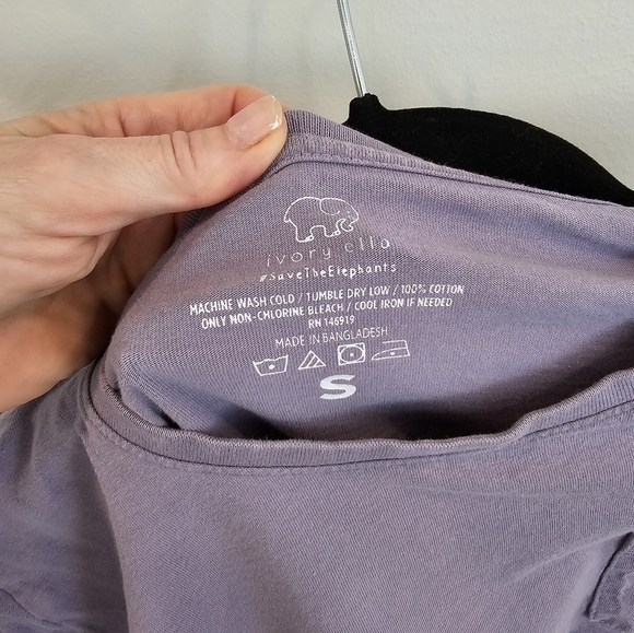 Ivory Ella Lavender Purple Elephant Graphic Long Sleeve T-Shirt Size Small - Picture 9 of 10